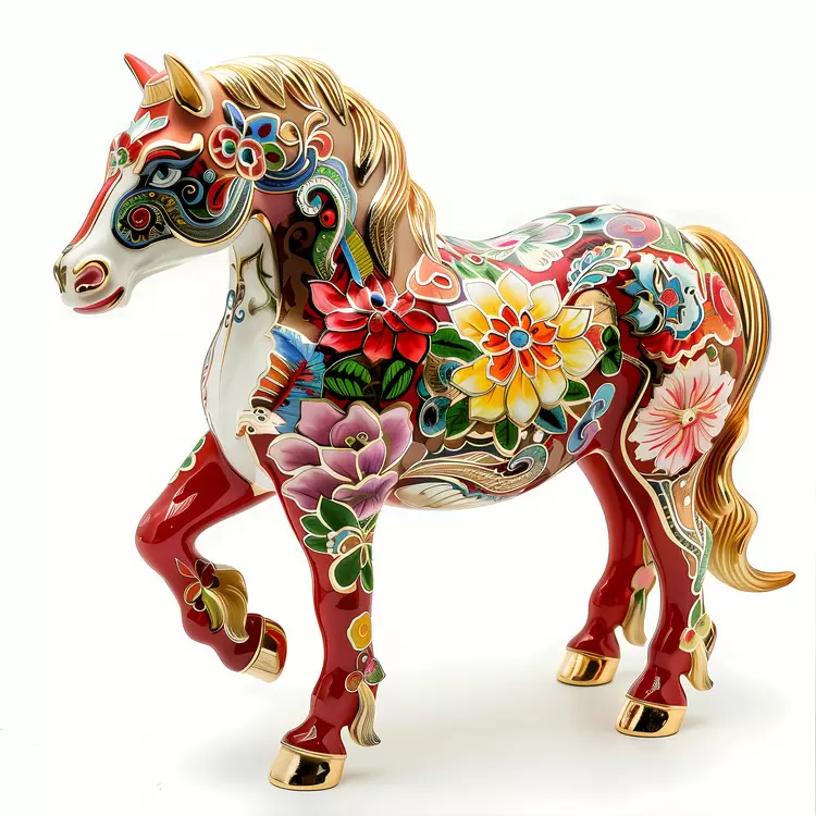 Horse Floral Red Eye - catching Vibrant