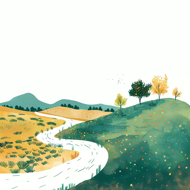 Road Trees Light blue sky Green Yellow