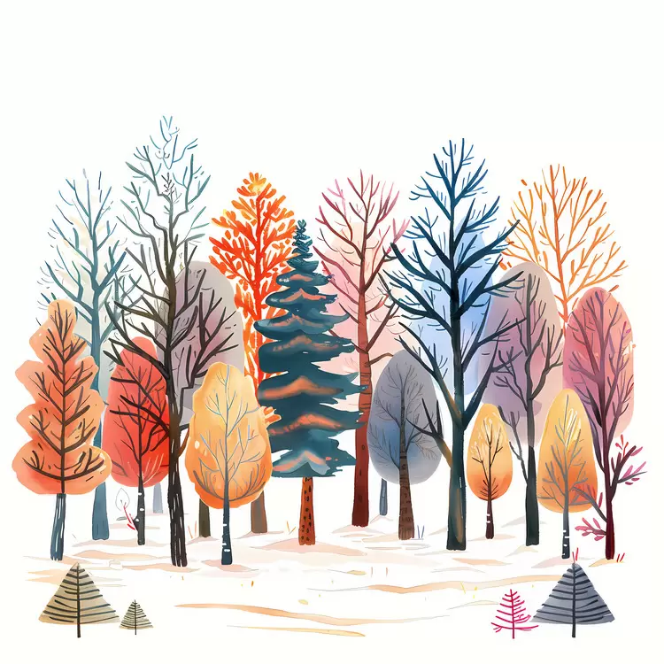 foliage snow winter autumn trees