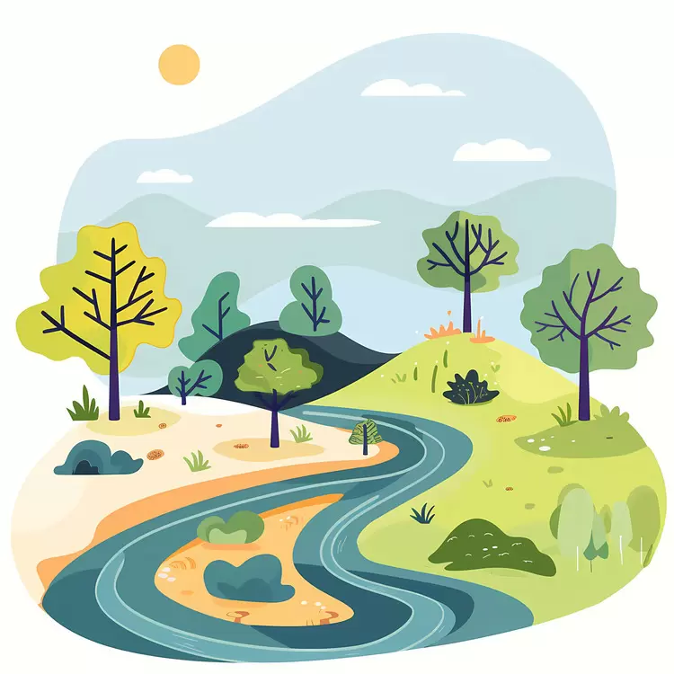 mountains River meandering sky landscape