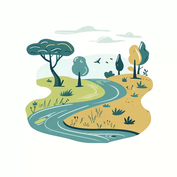 bushes wildlife sky River meandering landscape