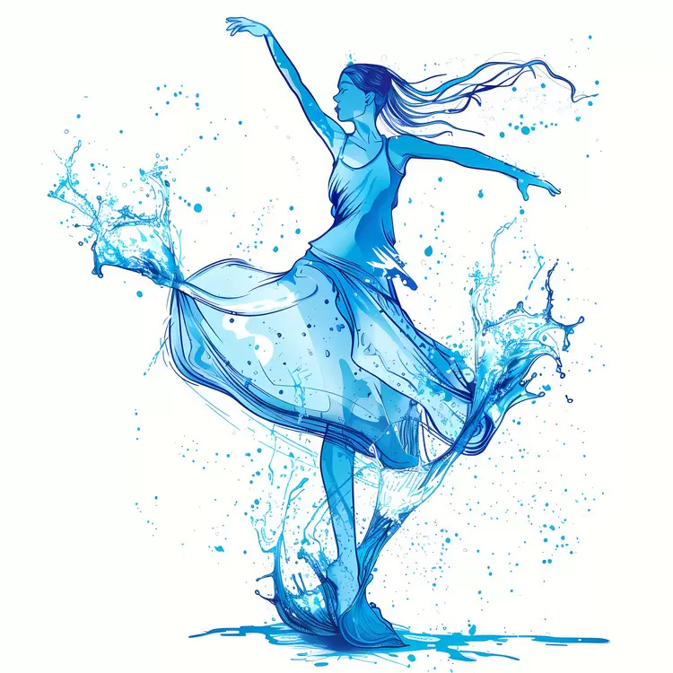 abstract pose blue gymnast water