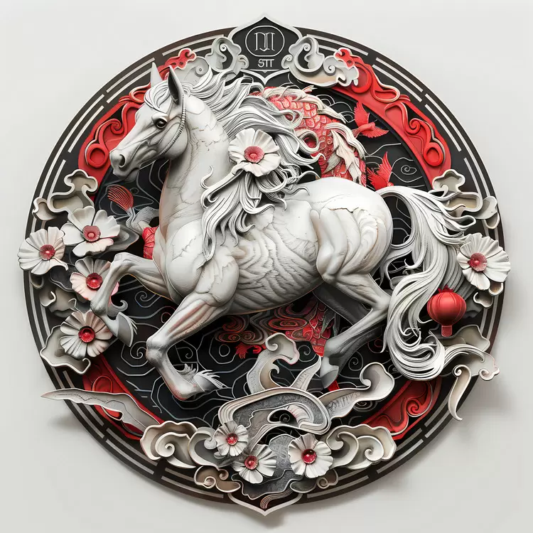 Chinese Zodiacs Chinese culture red and white paper cut color