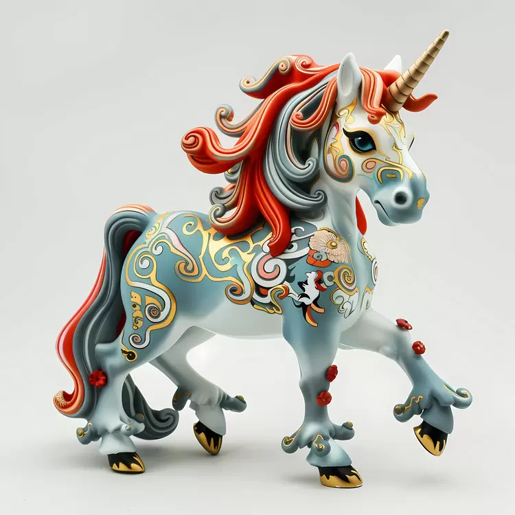 magical creatures ornate design detailed blue and red mythological