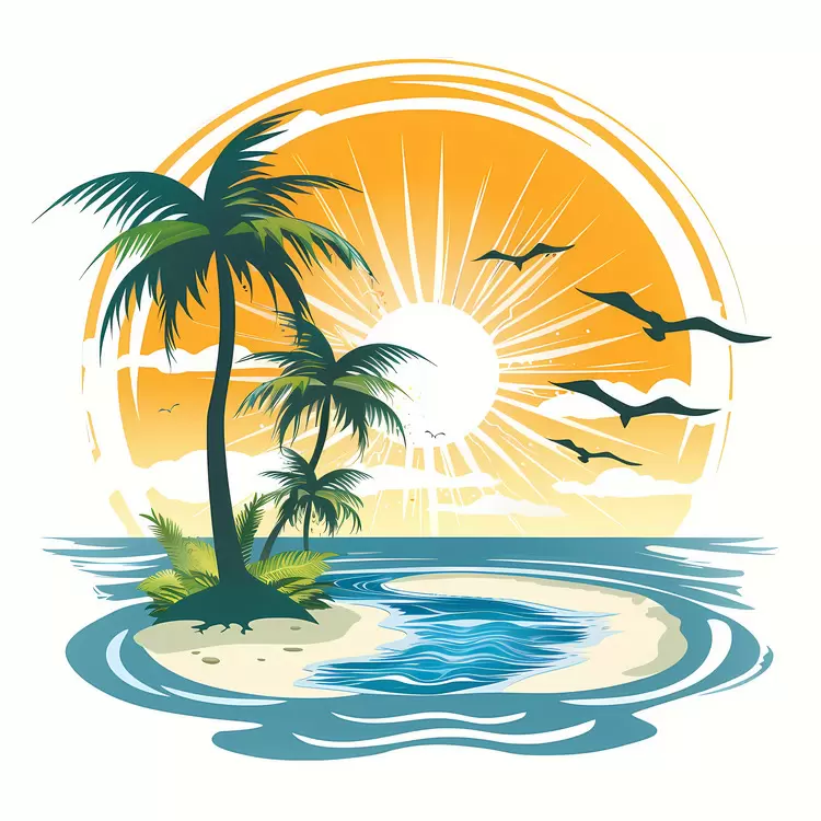 summer morning rocks beach sand water