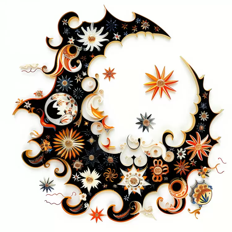 Art Nouveau Abstract summer night Decorative Stars