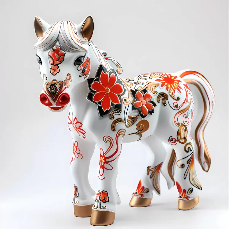 Chinese Zodiacs painted artwork colorful flowers intricate details floral print