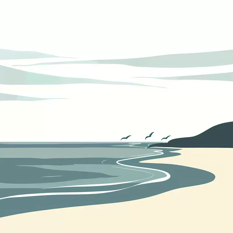 horizon shore clouds waves water