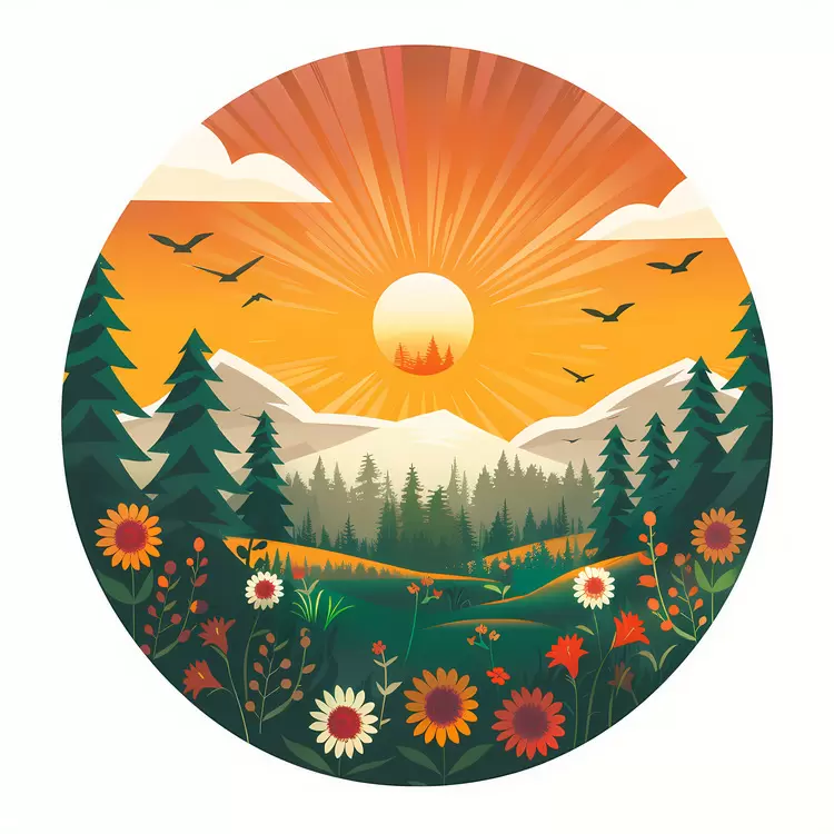 fauna landscape wildflowers summer morning