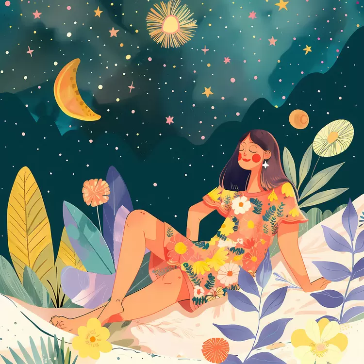 summer night stars relaxing girl