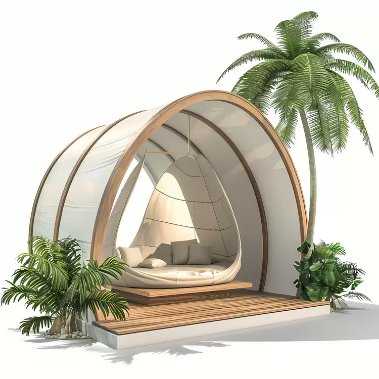 natural environment palm trees shade summer house lounge chair