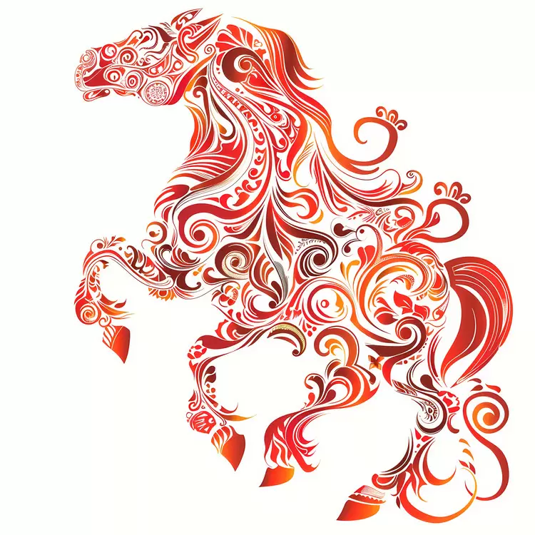 Chinese Zodiacs Painterly Ornamental Abstract Artistic