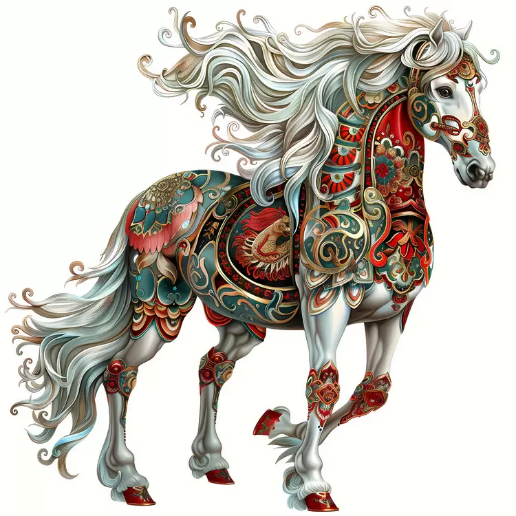 Vintage Horse White Horse Impressionist Horse Art Deco Elegant Horse