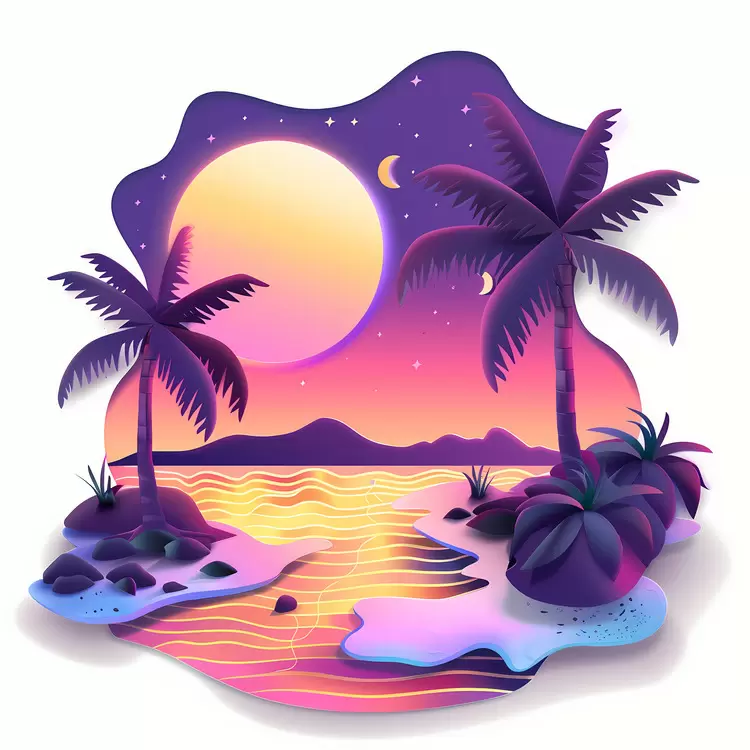 island night time Tropical moonlight