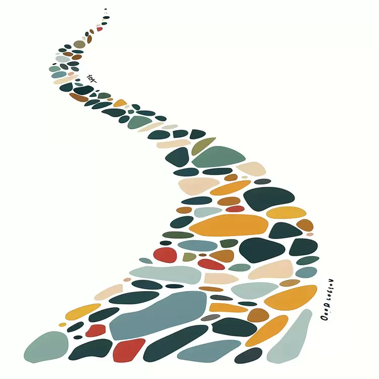 Colorful Pebbles Creating a Winding Path
