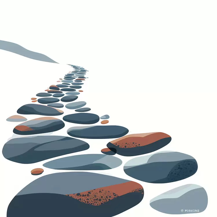 Dark Pebbles Forming a Minimalist Path