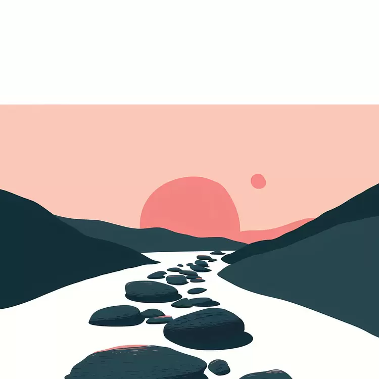 Sunset Path of Stones