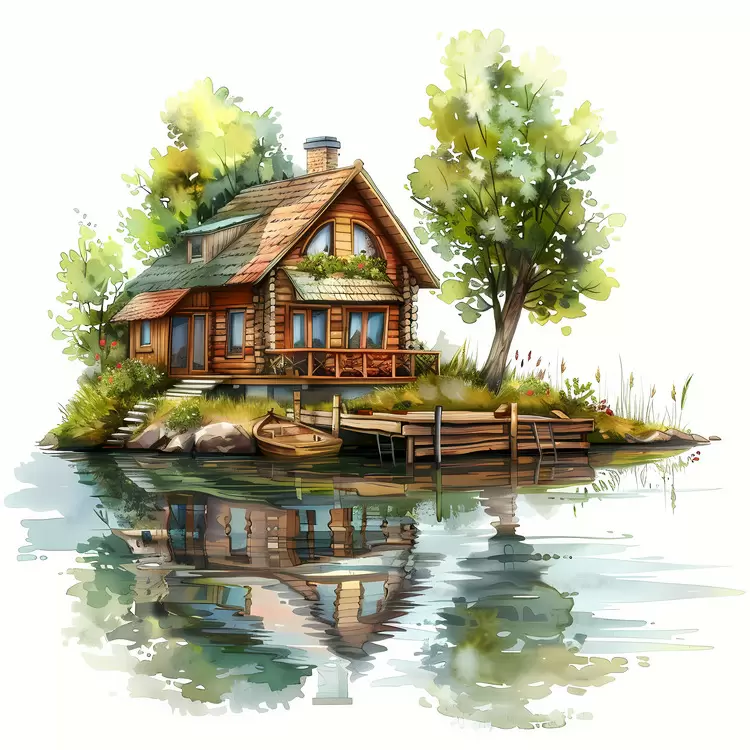 Beautiful Lakeside House with Reflection