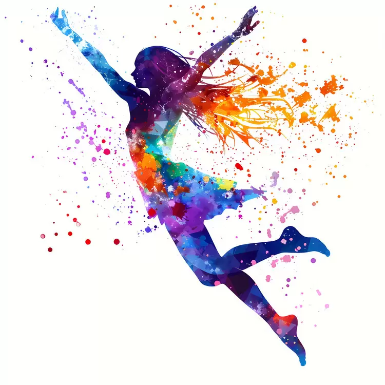 Dynamic Dancer Silhouette with Color Splash