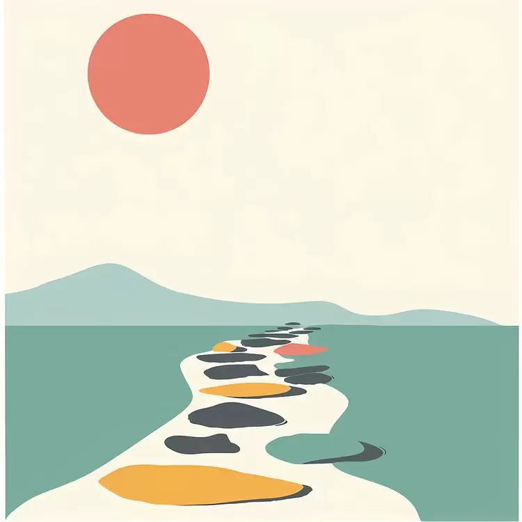 Colorful Stones Leading to a Scenic View