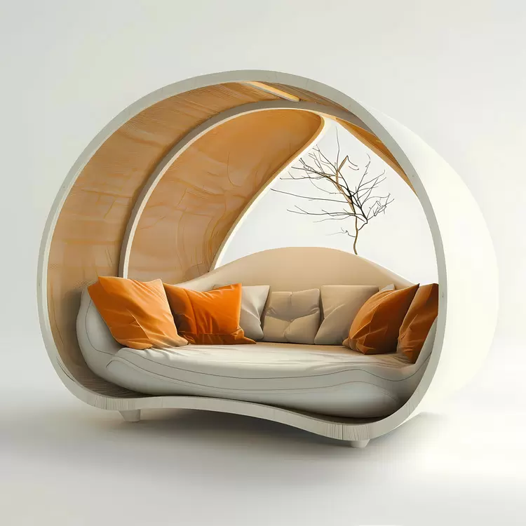 Stylish Curved Lounge Chair with Cushions