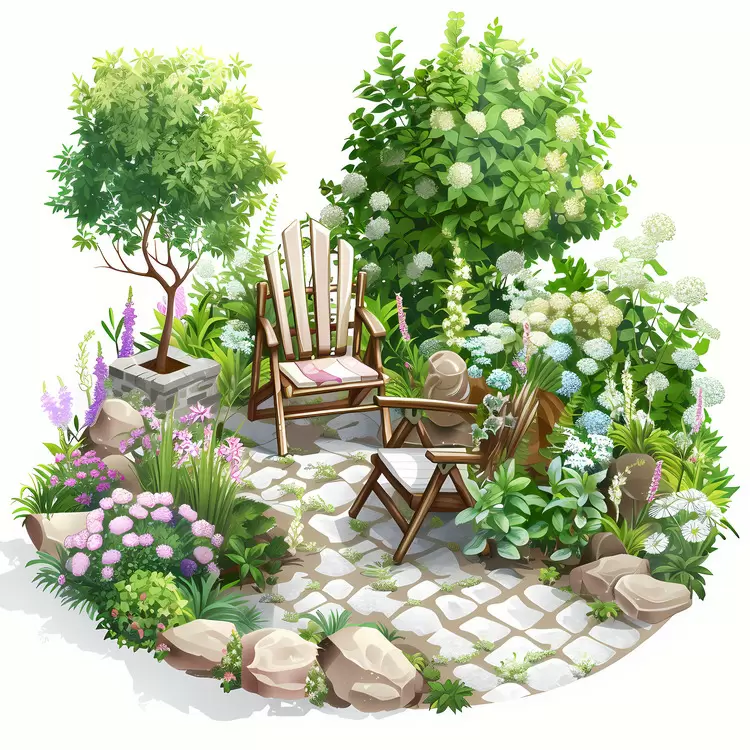 Charming Garden Seating Area with Flowers