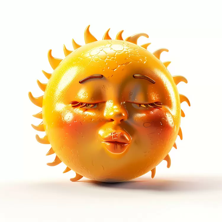 Pouting Sun with Closed Eyes