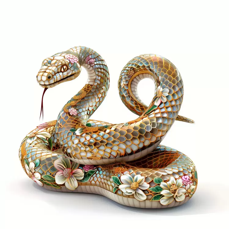 Floral Patterned Snake in Artistic Style
