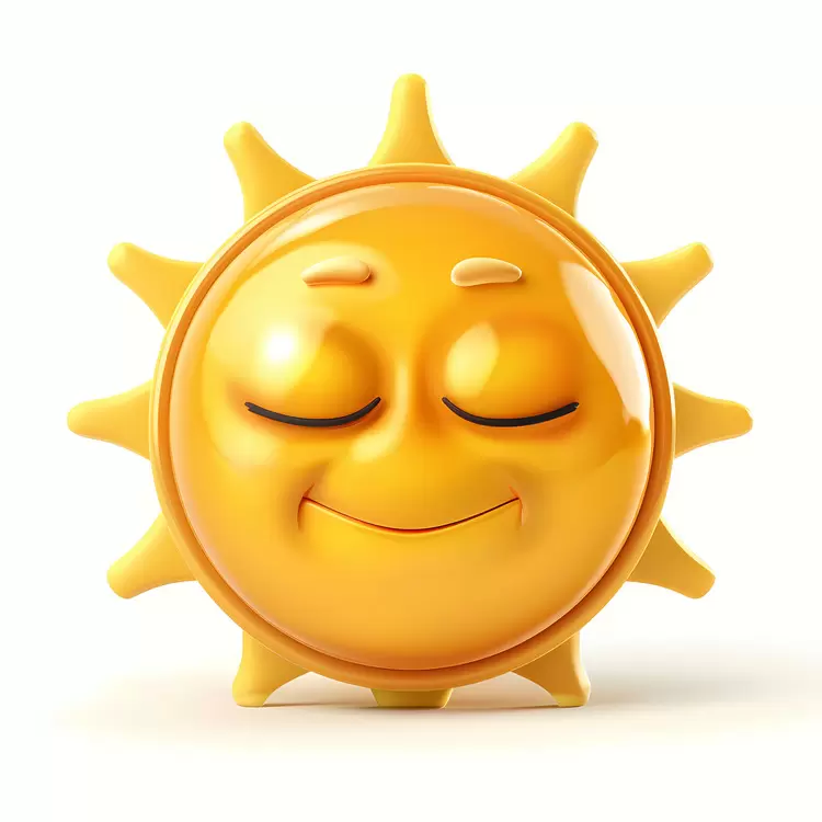 Cheerful Smiling Sun with Closed Eyes