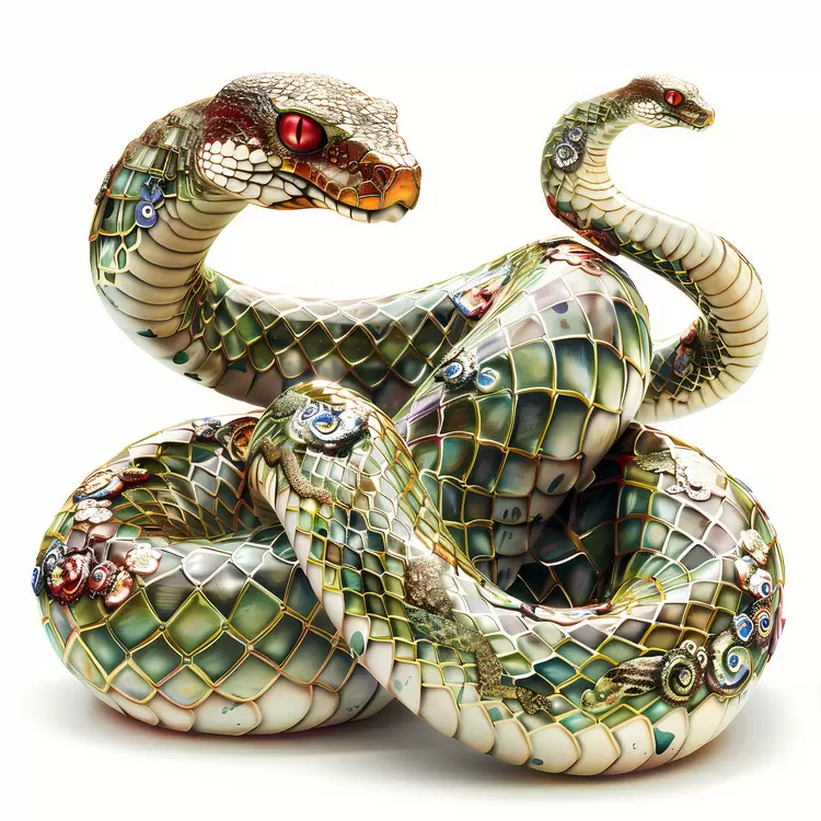 Elegant Green and Gold Decorative Snakes