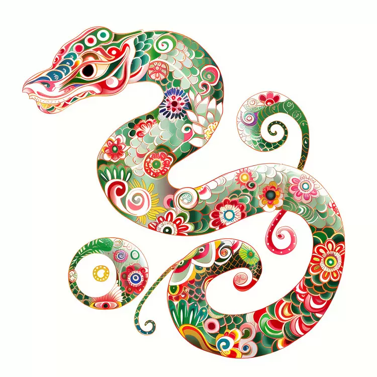 Colorful Floral Snake in Artistic Style