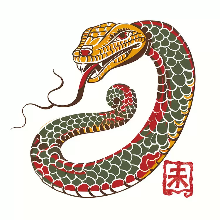 Traditional Snake Illustration in Chinese Style