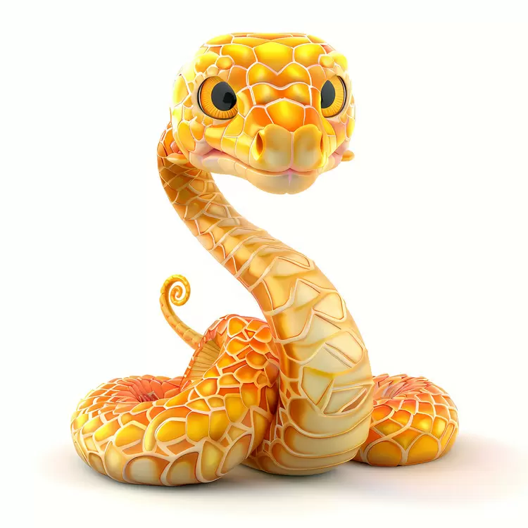 Bright Yellow Cartoon Snake with Friendly Face