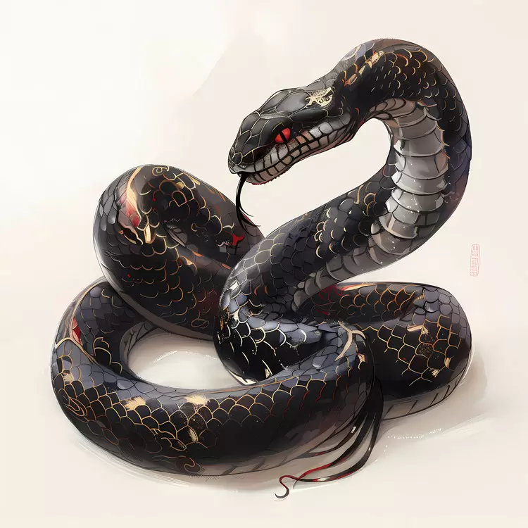 Mysterious Black Snake with Red Eyes