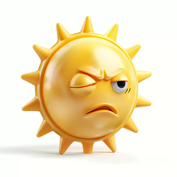 Skeptical Sun Character with a Wink