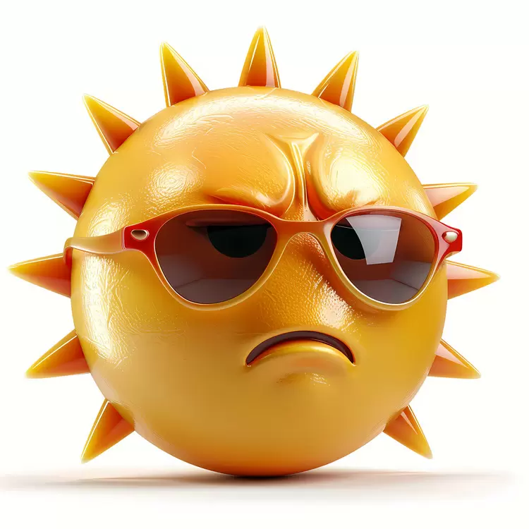 Displeased Sun Character with Sunglasses