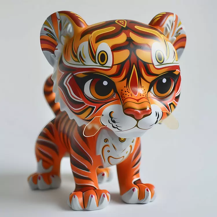 Colorful Tiger Figurine with Artistic Design
