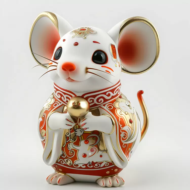 Festive Mouse Figurine in Bright Attire