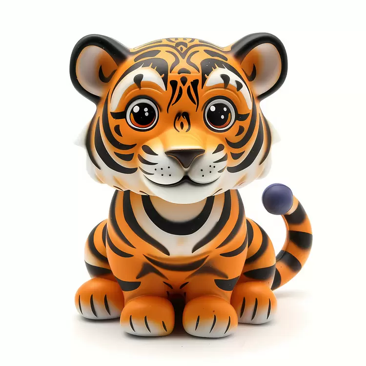 Cute Tiger Figurine with Big Eyes