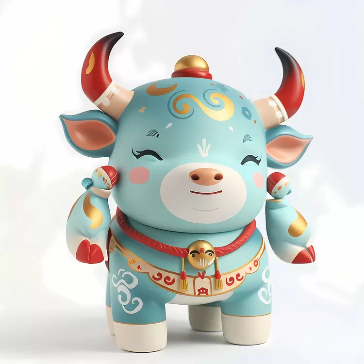 Charming Blue Cow Figurine