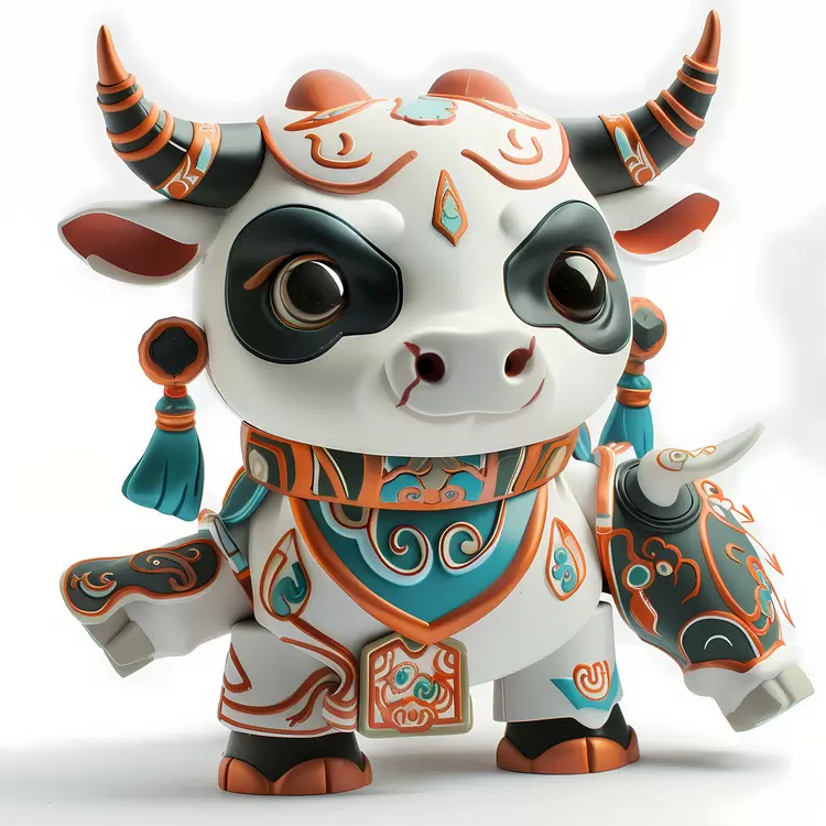 Stylized Cow Figurine with Colorful Patterns