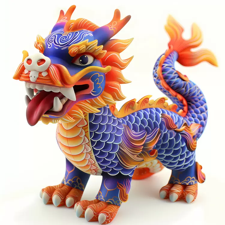 Vibrant Colorful Dragon Figurine