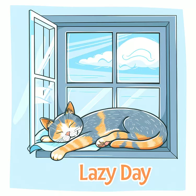 Lazy Day with a Cat by the Window