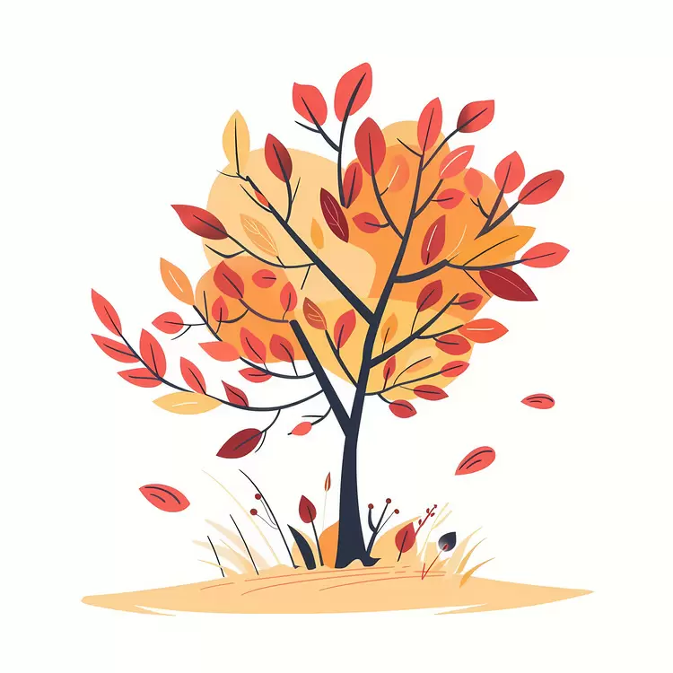 Minimalist Autumn Tree with Simple Design