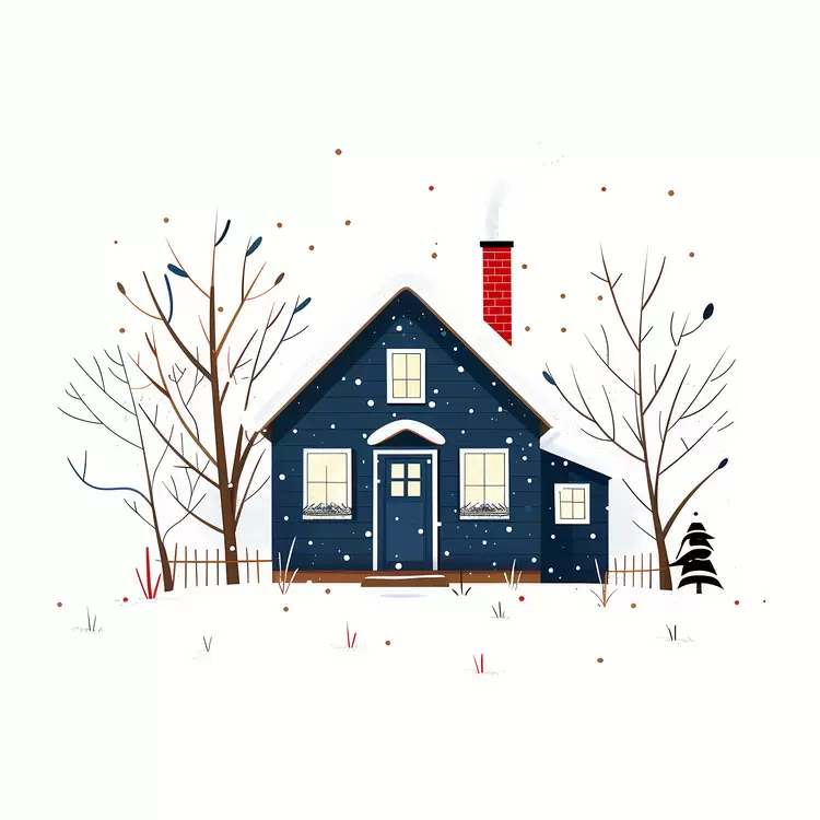 Charming Blue House in Winter Wonderland