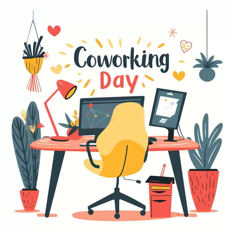 Cozy Coworking Desk with a Touch of Nature