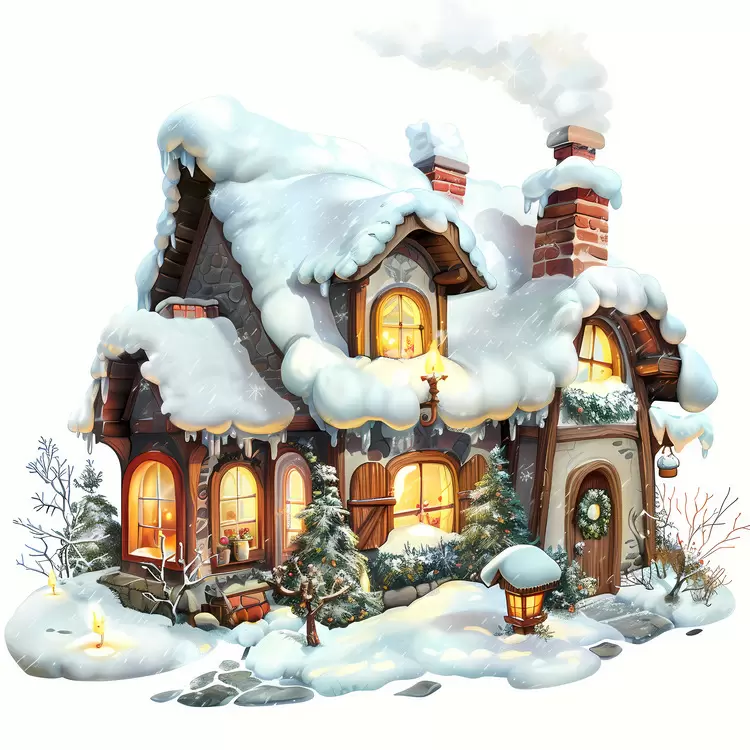 Charming Snowy House in a Winter Wonderland