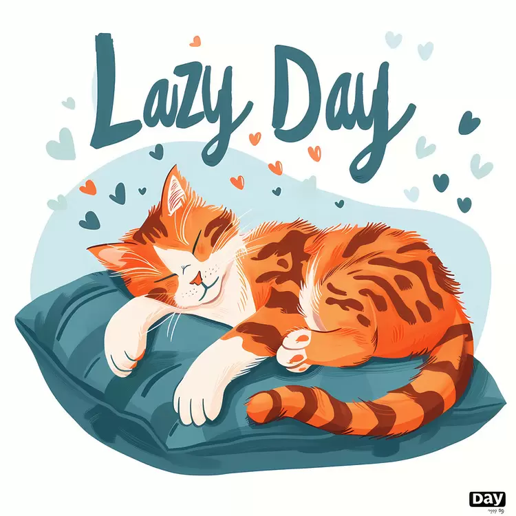 Lazy Day with a Cat on a Pillow