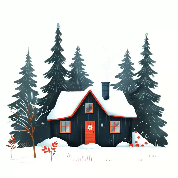 Charming Black House in Winter