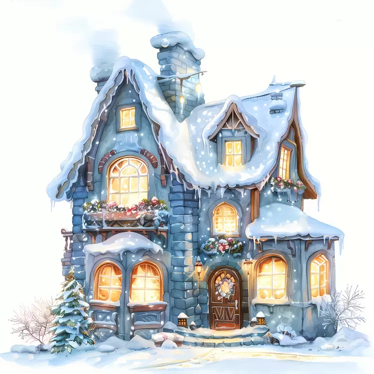 Enchanting Snowy House in Winter